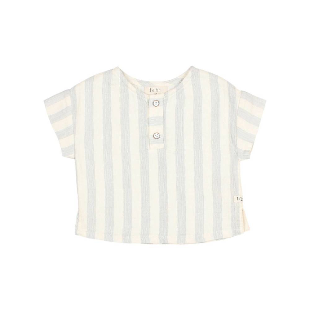 NEW BÚHO boy's sky striped gauze shirt in grey